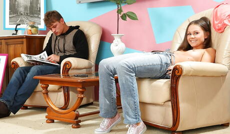 Hot russian youthful Liza Shay in tight jeans drilled in the ass after good blowjob 